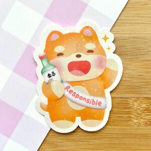 Sticker animal partie responsable | Fait main | Découpe | Vinyle | Holographique | Laminé | Imperméable | Résistant aux rayures | Shiba-inu | Kawaii