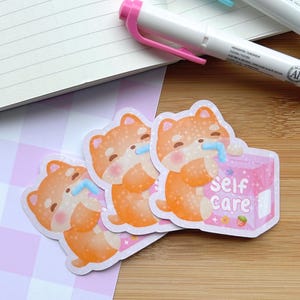 Sticker mignon de boîte de jus d'amour de soi | Fait main | Découpe | Vinyle | Holographique | Laminé | Imperméable | Résistant aux rayures | Kawaii | Papeterie