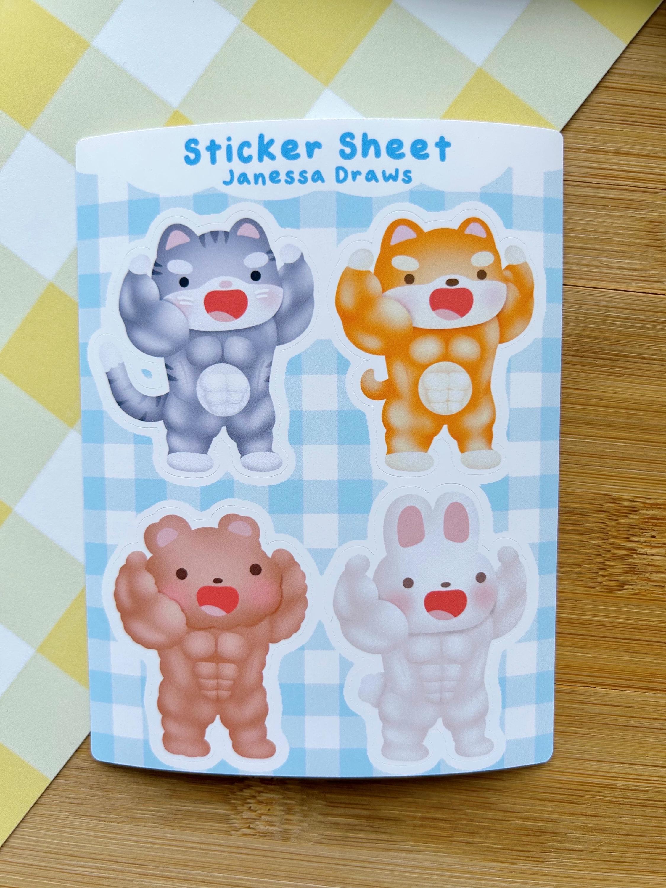 Super Muscle Sticker Strong Muscles Sticker Sheet | Cute Stickers for Journals, Planners ...