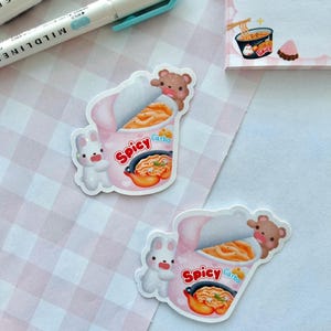 coréen de nouilles auto-adhésives Carbo | Fait main | Découpe | Vinyle | Holographique | Laminé | Imperméable | Résistant aux rayures | Kawaii | Papeterie