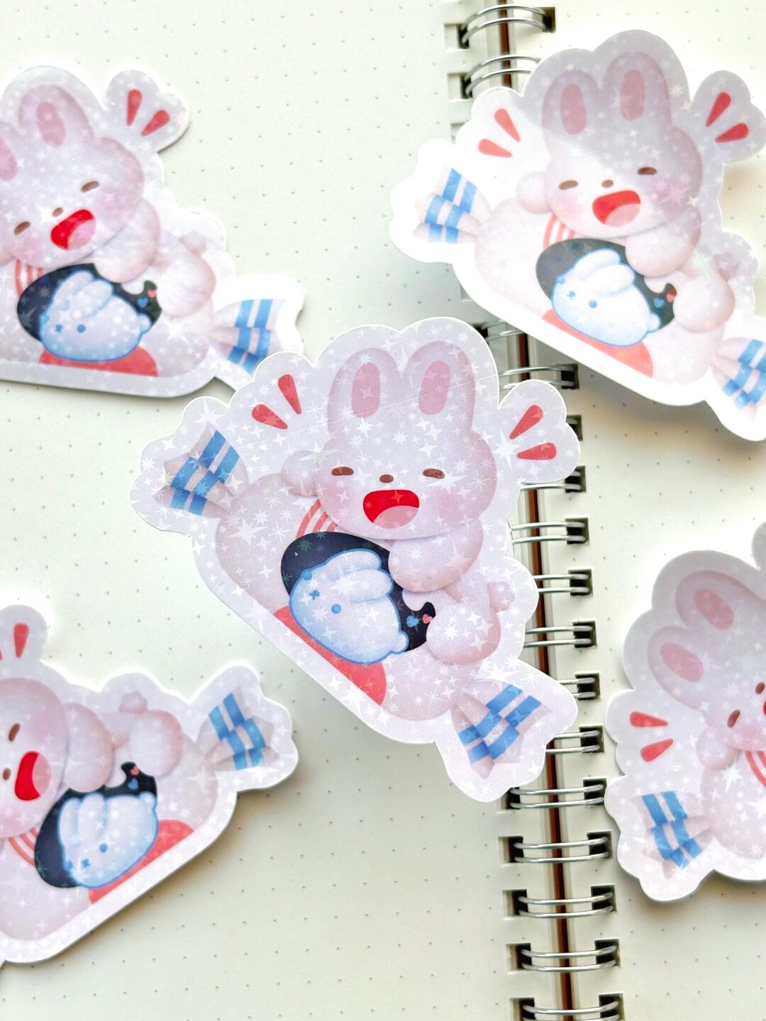 White Rabbit Candy Bunny Vinyl Sticker | Handmade | Vinyl | Holographic ...