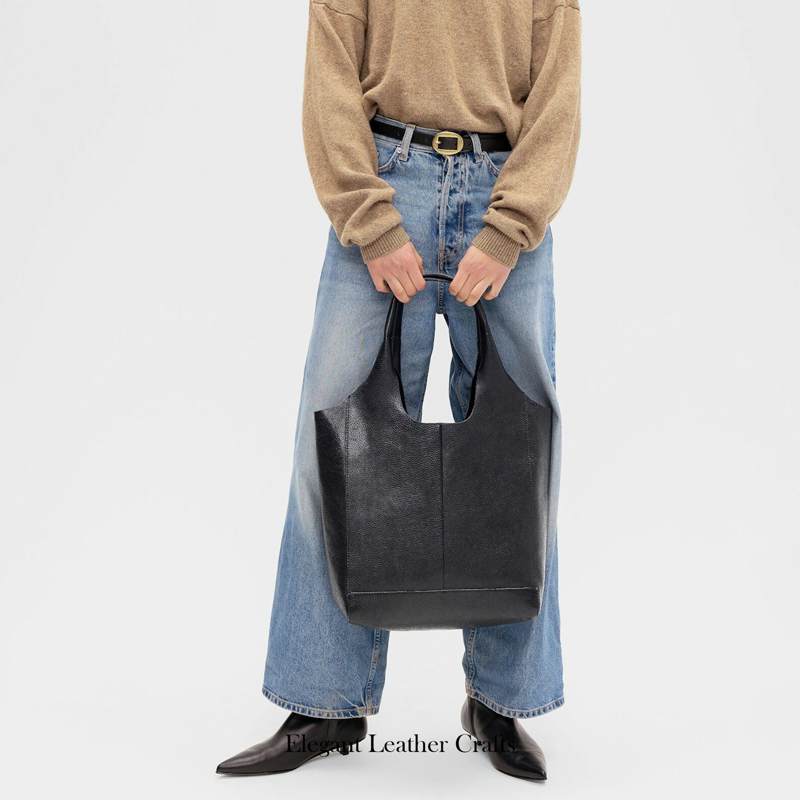 Large Leather Shopping Bag