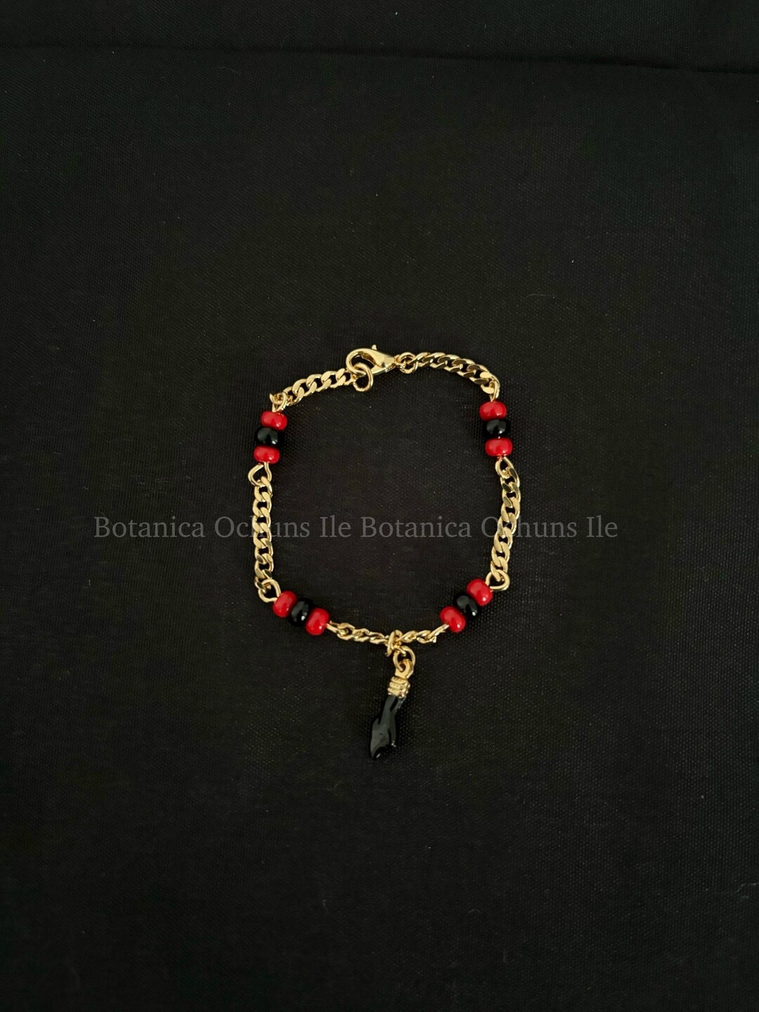 18K GOLD FILLED BABY AZABACHE CURB BRACELET 5,5"/ PULSERA DE