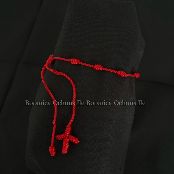 Red String 10 Knots with Cross Rosary Bracelet / Pulsera Rosario Hilo Rojo 10 Nudos con Cruz / Faith / Fe / Protection / Unisex