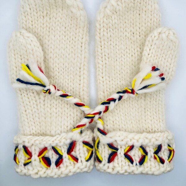 Women's Woolen Felted Mittens with Scandinavian Lovikka Embroidery