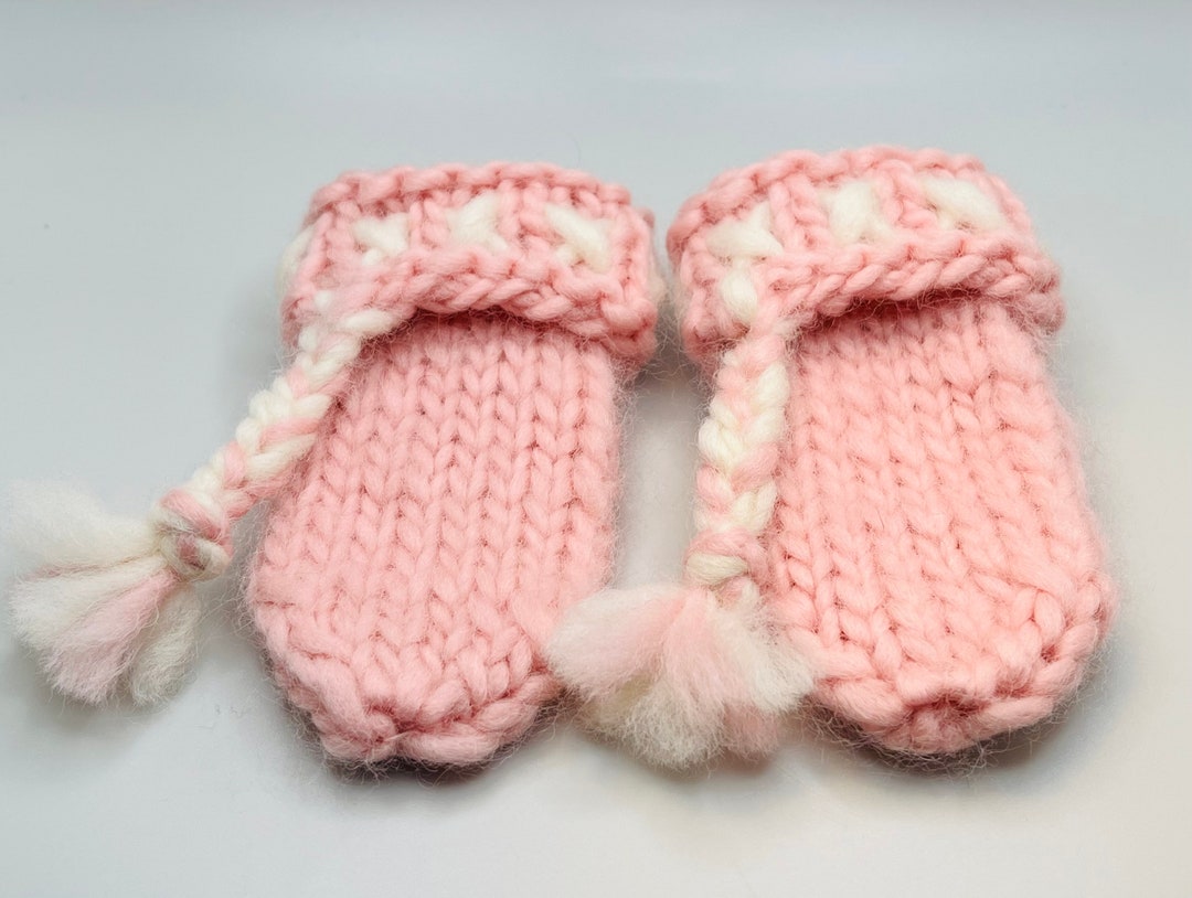 Woolen Baby Mittens Pink Handmade Baby Gift Etsy