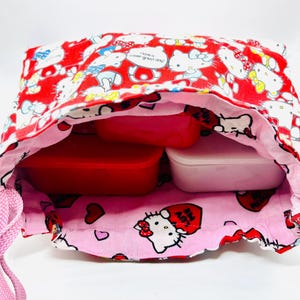 Back To School Lunch Tote, Toddler Lunch Bag, Bento Insulated Bag, Kids Snack Bag, Preschool Snack Bag, Pink Lunch Bag, Reversible Tote Bag