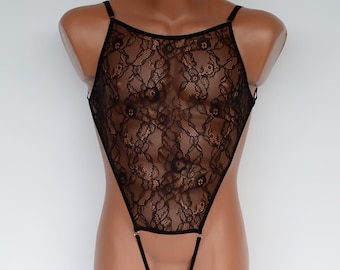 Sissy lingerie for men, see though underwear, sheer mesh bodysuit