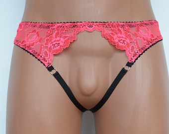 Transparent lingerie for men, open access panty, men sissy lingerie, crotchless clothes