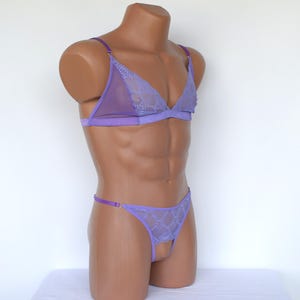 Sissy lingerie set for men, Men&#39;s femboy lingerie set, bra for men, men&#39;s open panties