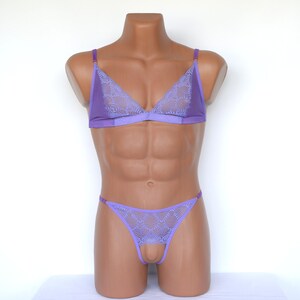 Sissy lingerie set, bra for men, men&#39;s open panties