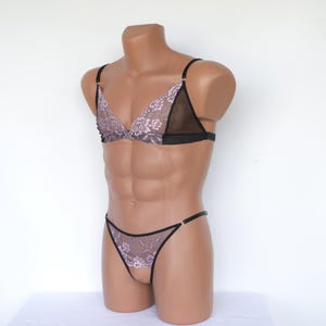 Men&#39;s femboy lingerie set, bra for men, men&#39;s open panties