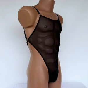 Body trasparente per uomo, lingerie Sissy per uomo, intimo trasparente, body in rete trasparente