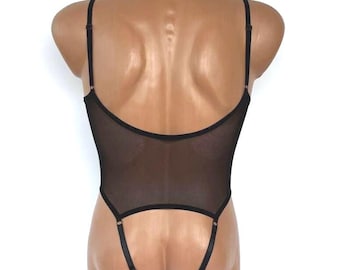 Open back bodysuit for men