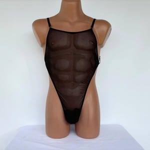 Lingerie sissy per uomo, intimo trasparente, body in rete trasparente
