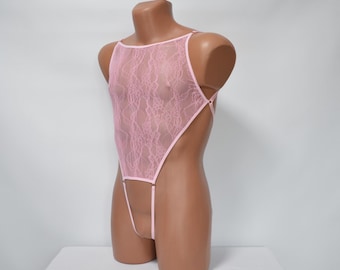 Sissy lingerie for men, see though underwear, sheer mesh bodysuit