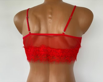 Transparent mesh top with lace for men