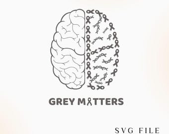 Brain Cancer Awareness SVG: Gray Ribbon Cut File (Digital Download