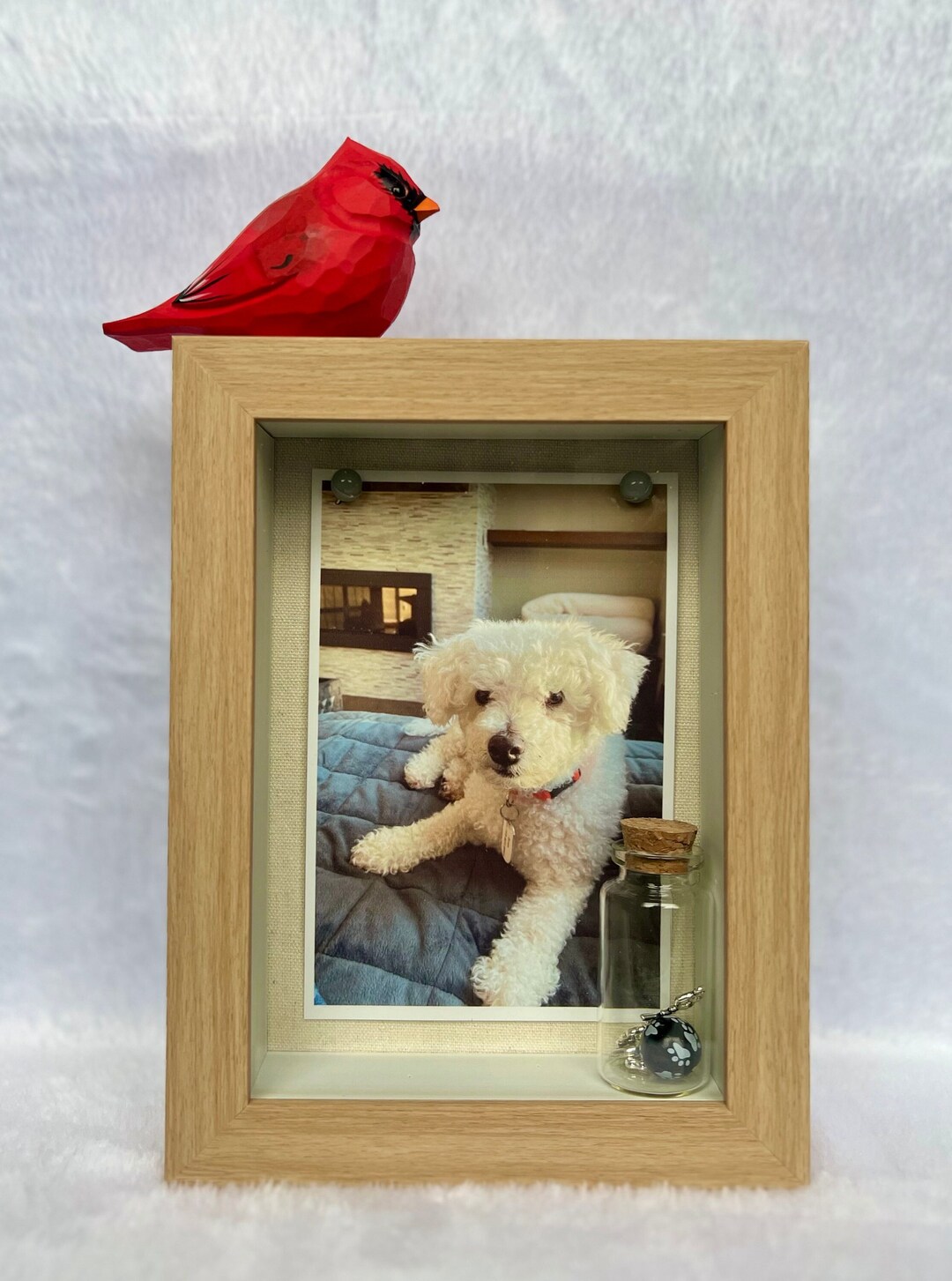 Photo Frame Memory Cardinal Cardinal Pet Memorial Photo Frame: Fur Keepsake & Charm, Sympathy Gift ...