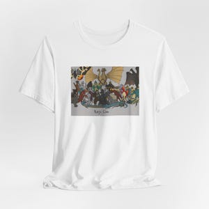Camiseta de cuello redondo con diseño de criatura caprichosa Kaiju Art, unisex, con diseño de animales de dibujos animados.