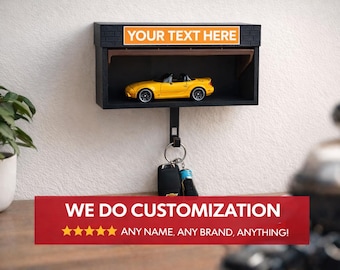 Wall Mounted Garage Key Holder | Mechanical Opening Door, Hot Wheels Car Display, Custom Logo
