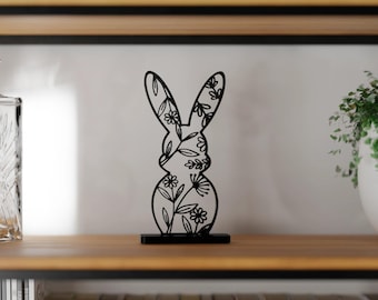 Floral Easter Bunny Sculpture, Springtime Deco