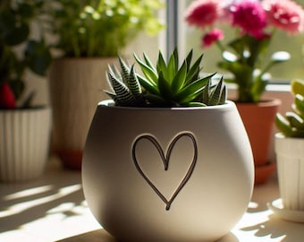 Heart Plant Pot: Small Sweet Planter with Relief Contour