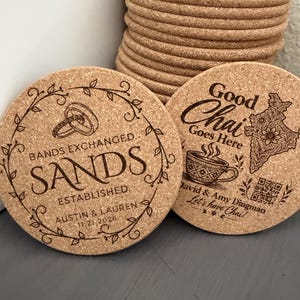 Posavasos de corcho personalizados grabados con láser, ideales para bodas o regalos de empresa (al por mayor).