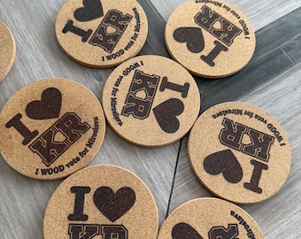 Custom Engraved Cork Coaster – Personalized Photo, Logo, Text Design (6mm Thick)