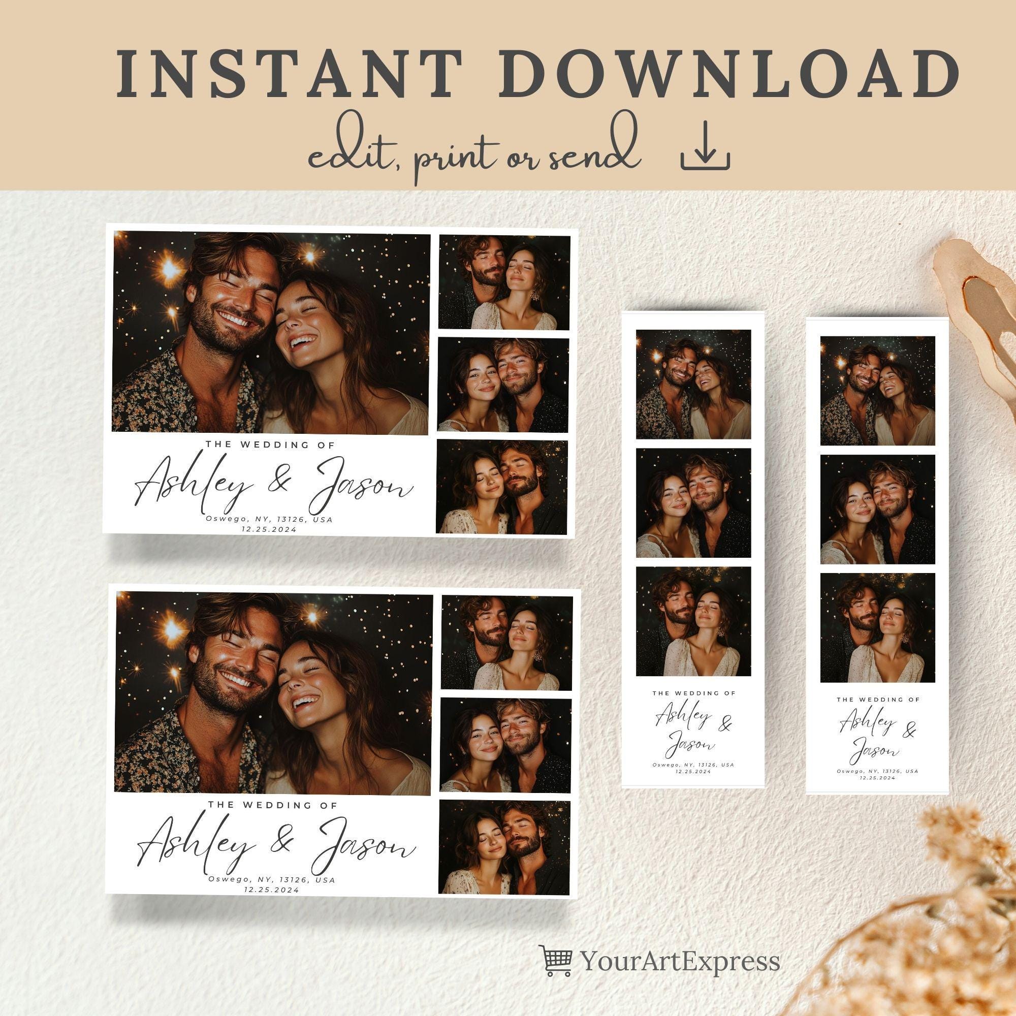 Editable Wedding Photobooth Template, Customizable Canva Photo Strip