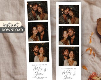 Party Photobooth Strip Template, Minimalist Wedding Canva Design, Instant Download