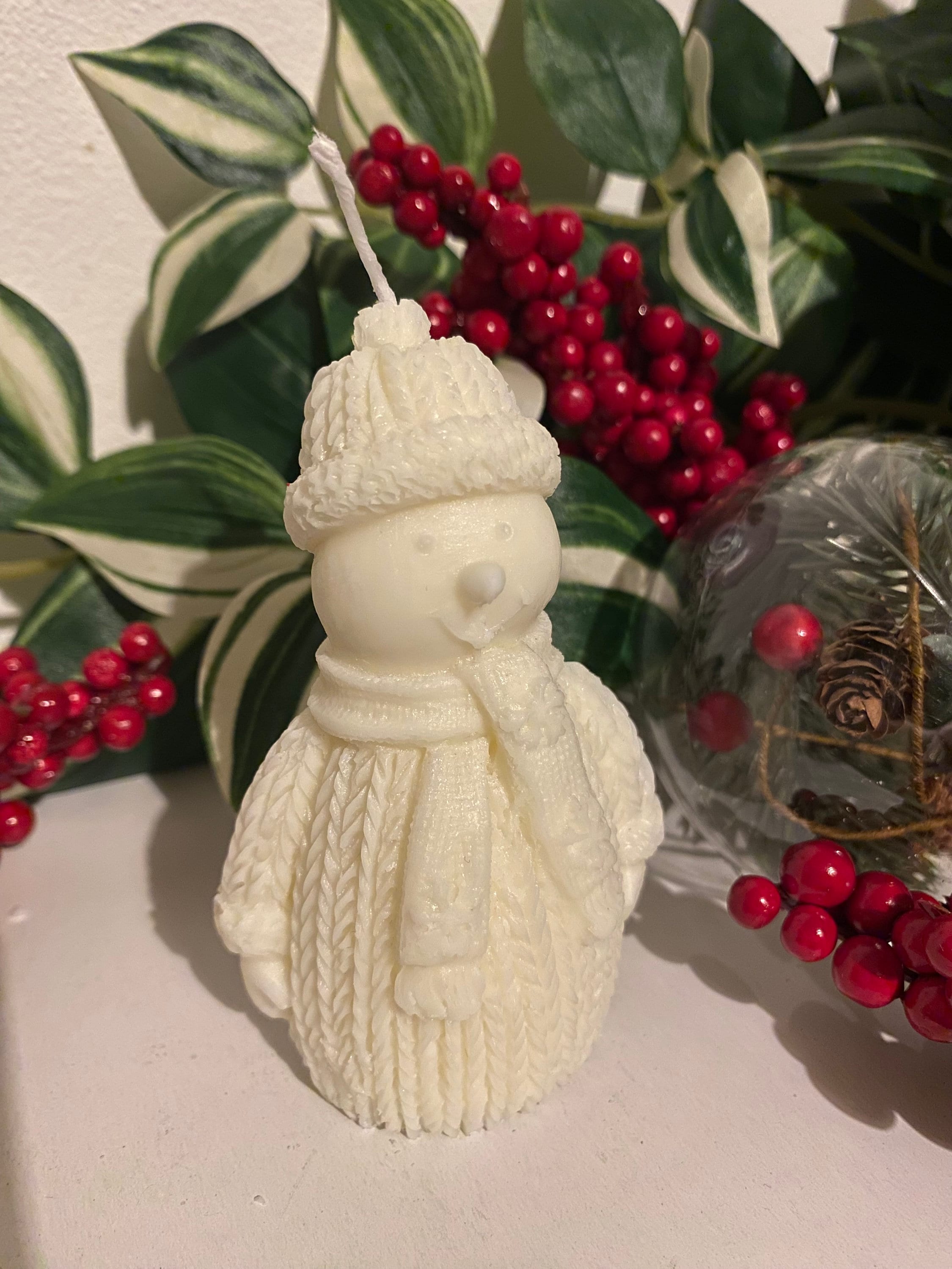 Christmas Snowman Candle Handmade Candle Etsy UK