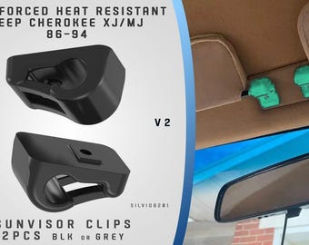 x2 Jeep Cherokee XJ MJ 84-96 2pc 2pz Reinforced Heat Sun Visor Clip Bracket