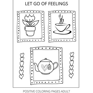 Dibujos para colorear, 40 páginas, Dibujos para colorear positivos para adultos, Dibujos para colorear de relajación, Descarga digital, Relajación, Libro para colorear