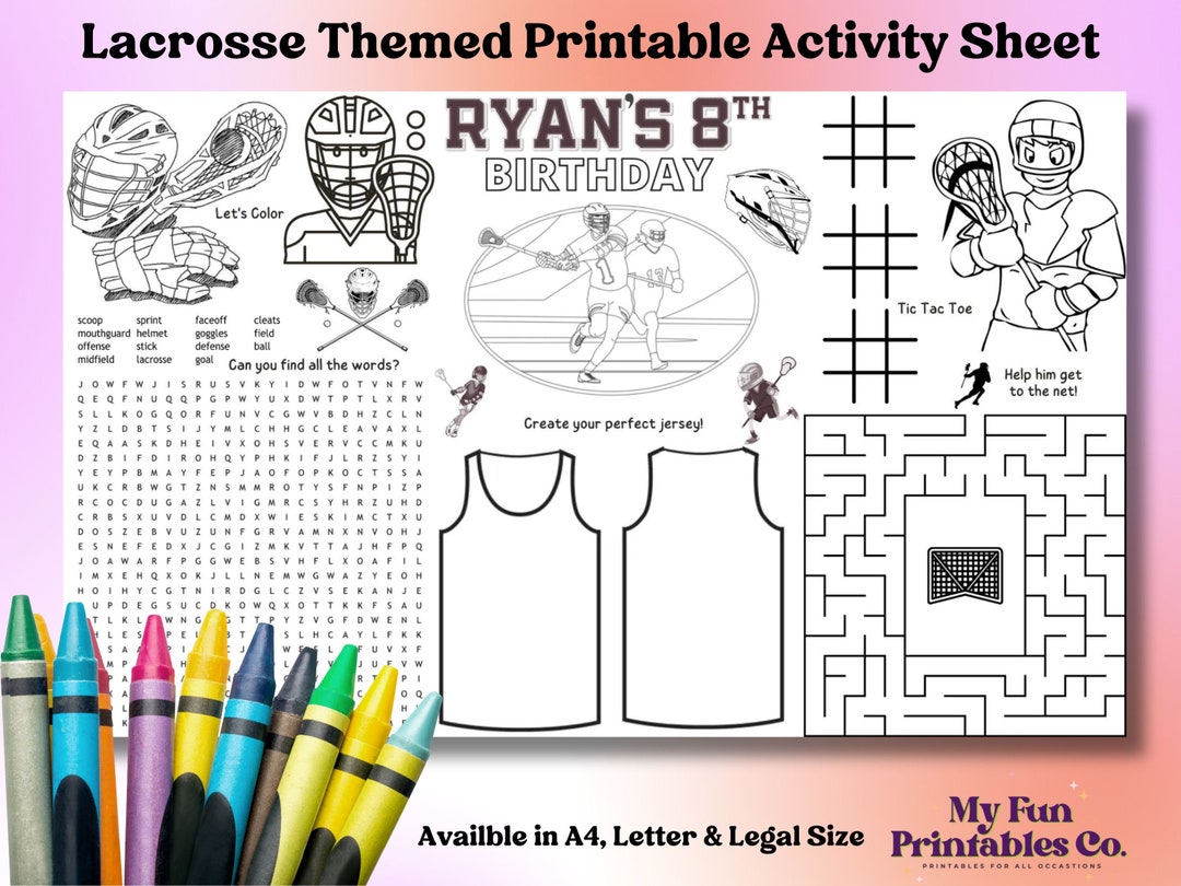 Printable Activity Sheet, Lacrosse Party Printable, Lacrosse Party ...