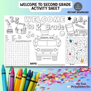 First Day of School Activity Sheet: Welcome to 1st Grade (PDF Downloadable Worksheet)