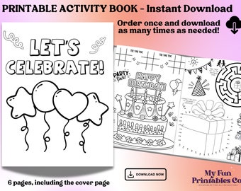 Personalized Birthday Activity Book: Printable Party Coloring Pages (Instant Download)