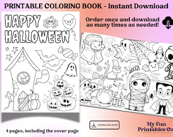 Halloween Coloring Book, Spooky Kids Activity (PDF Download)
