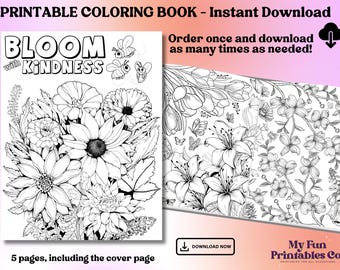 Flowers Coloring Book: Printable Floral Designs (PDF Download)