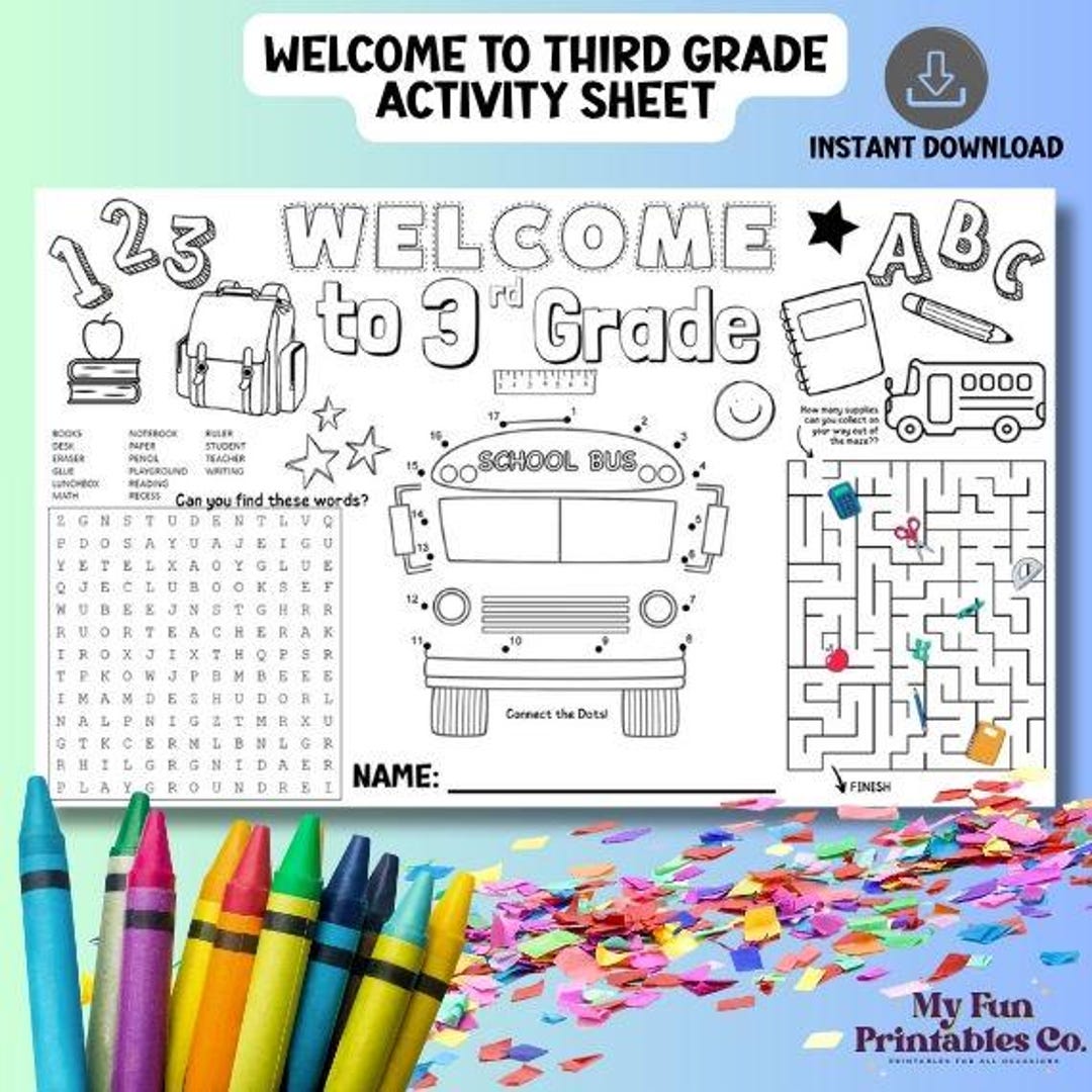 Welcome to 3rd Grade Activity Sheet – First Day of School Printable ...