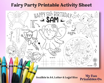 Personalized Birthday Activity Placemat: Fun Games & Coloring (Digital Download)