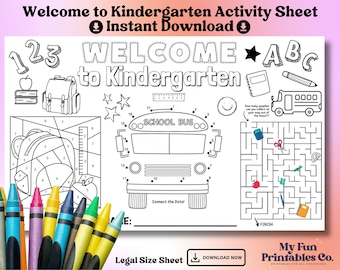 Kindergarten Activity Sheet: Back to School Printable Coloring Page (PDF & JPEG Download)