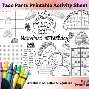 Personalized Taco Party Activity Sheet: Printable Coloring Page (PDF Download