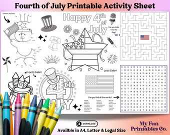 Fourth of July Activity Sheet, Patriotic Printable (PDF & JPEG)