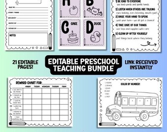 Teacher Printable Bundle: 21 Pages Classroom Activities, Preschool & Elementary (PDF Kit)