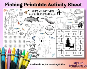 Personalized Fishing Birthday Activity Sheet: Printable Party Decor (PDF & JPEG)