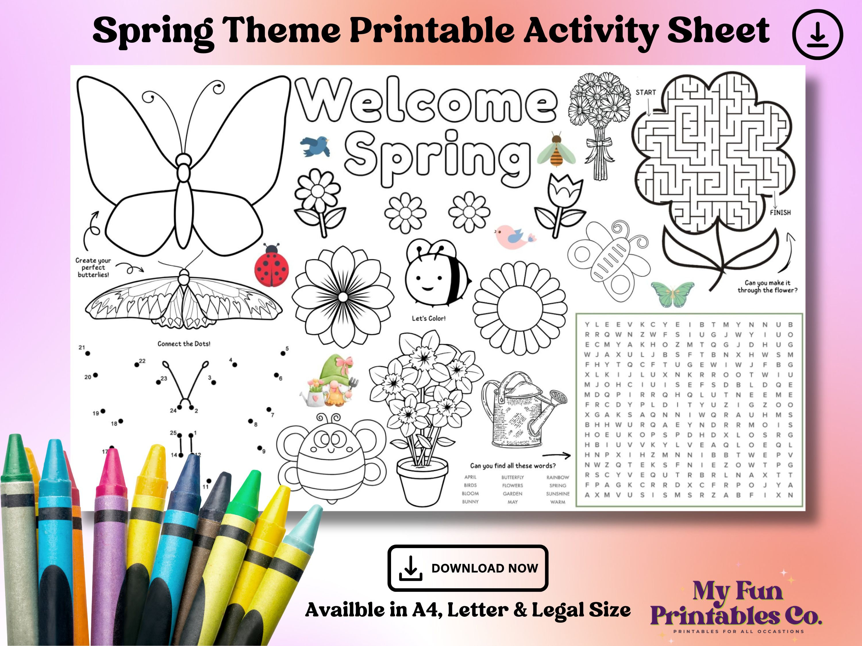 Printable Spring Activity Sheet, Spring Printable, Personalized Spring ...