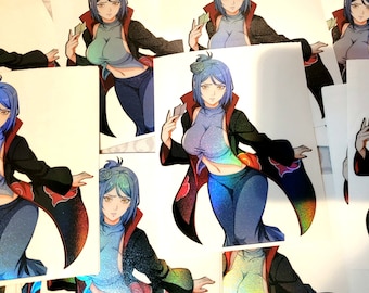 Paper flower ninja waifu spot holo sticker