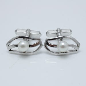 Vintage Mikimoto Pearl Cufflinks Sterling Silver