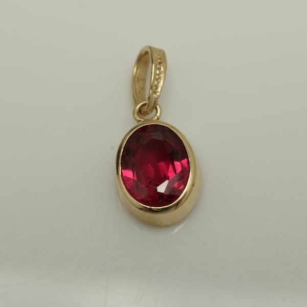 Vintage Rubellite Pendant 14k Yellow Gold Pendant